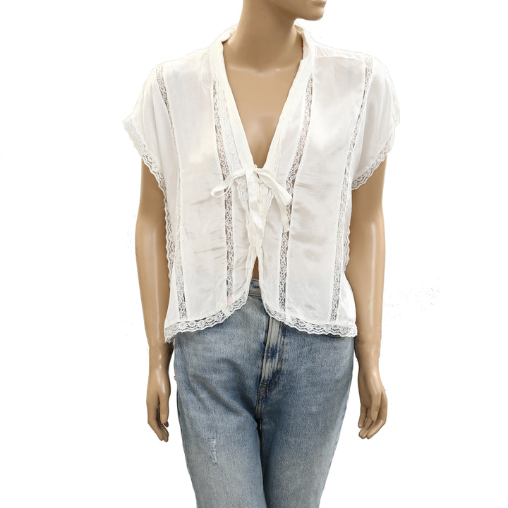 Free People Marigold Shine Lace Blouse Top