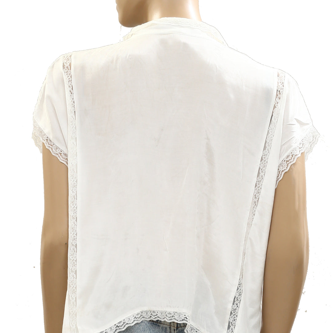 Free People Marigold Shine Lace Blouse Top