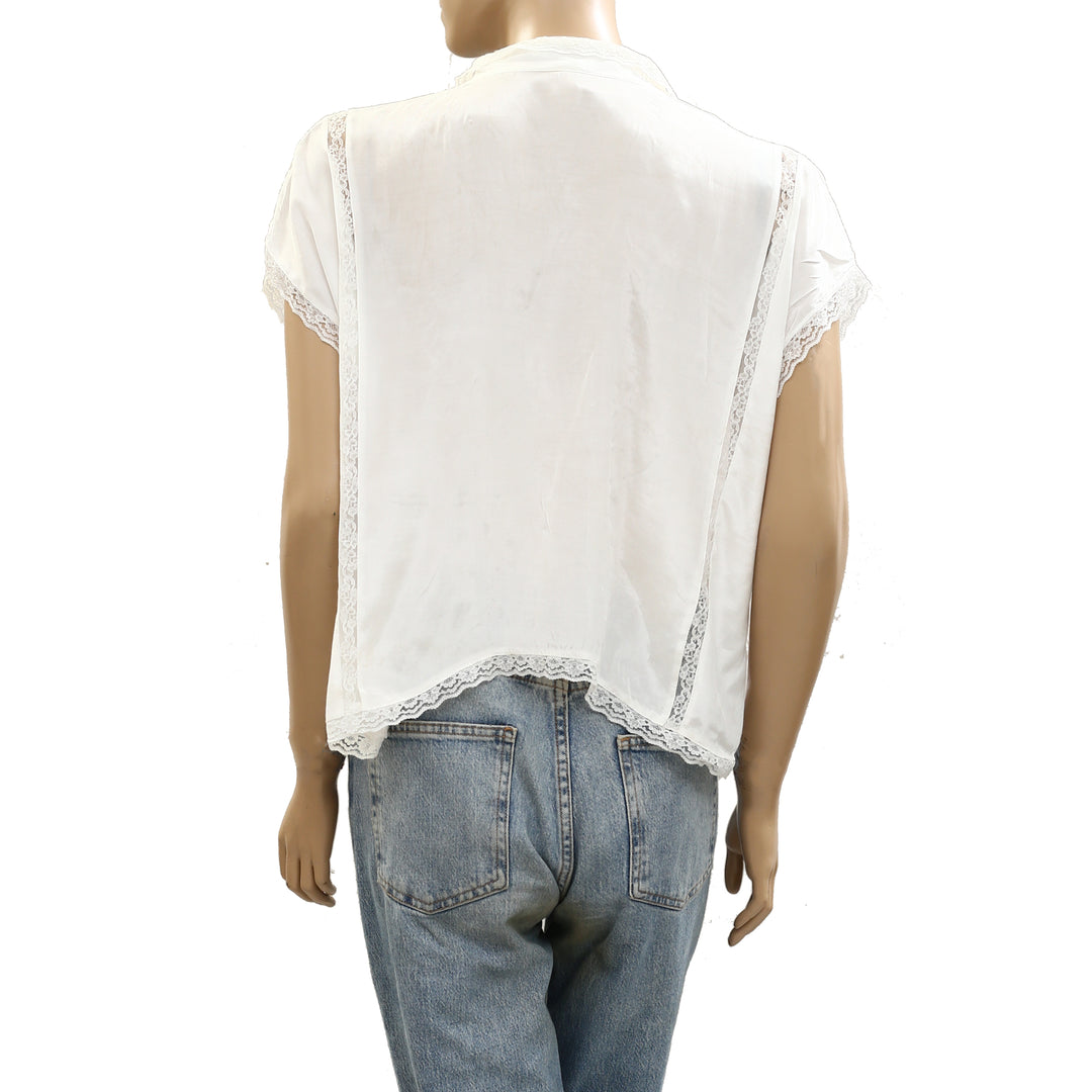 Free People Marigold Shine Lace Blouse Top