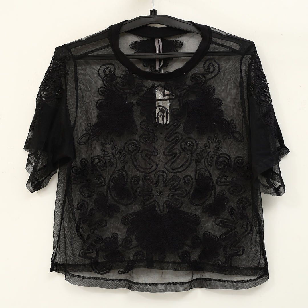 By Anthropologie Sheer Mesh Blouse Top
