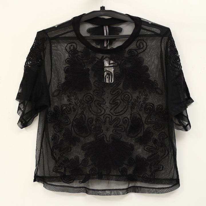 By Anthropologie Sheer Mesh Blouse Top
