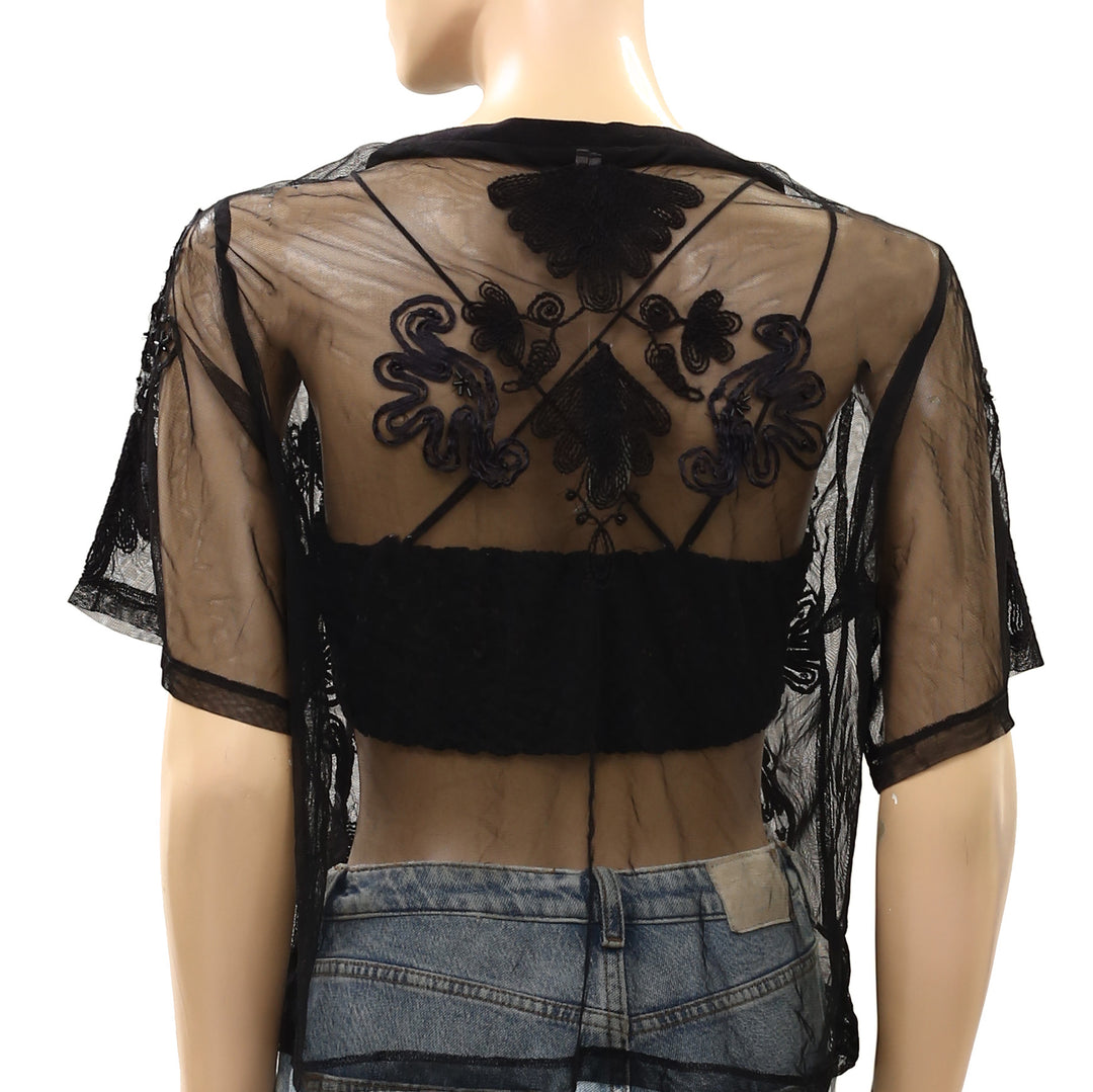 By Anthropologie Sheer Mesh Blouse Top