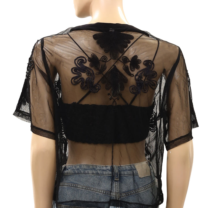By Anthropologie Sheer Mesh Blouse Top