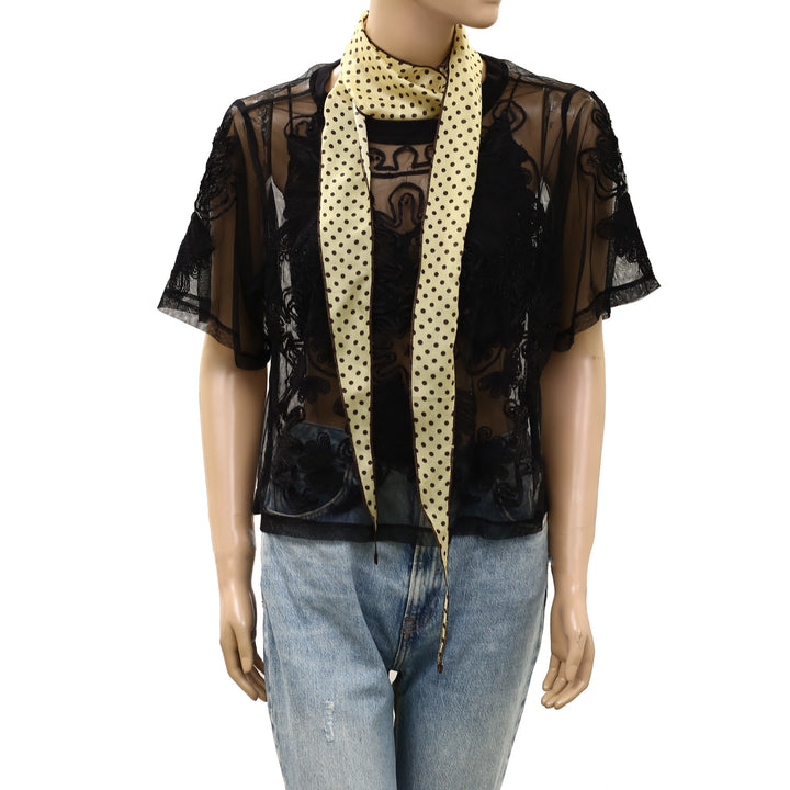 Free People Tilly Skinny Silk Convertible Scarf Neck Handbag Print