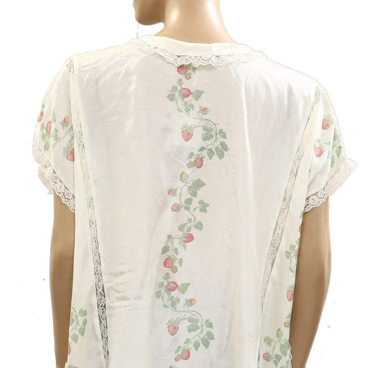 Free People Marigold Printed Shine Lace Blouse Top