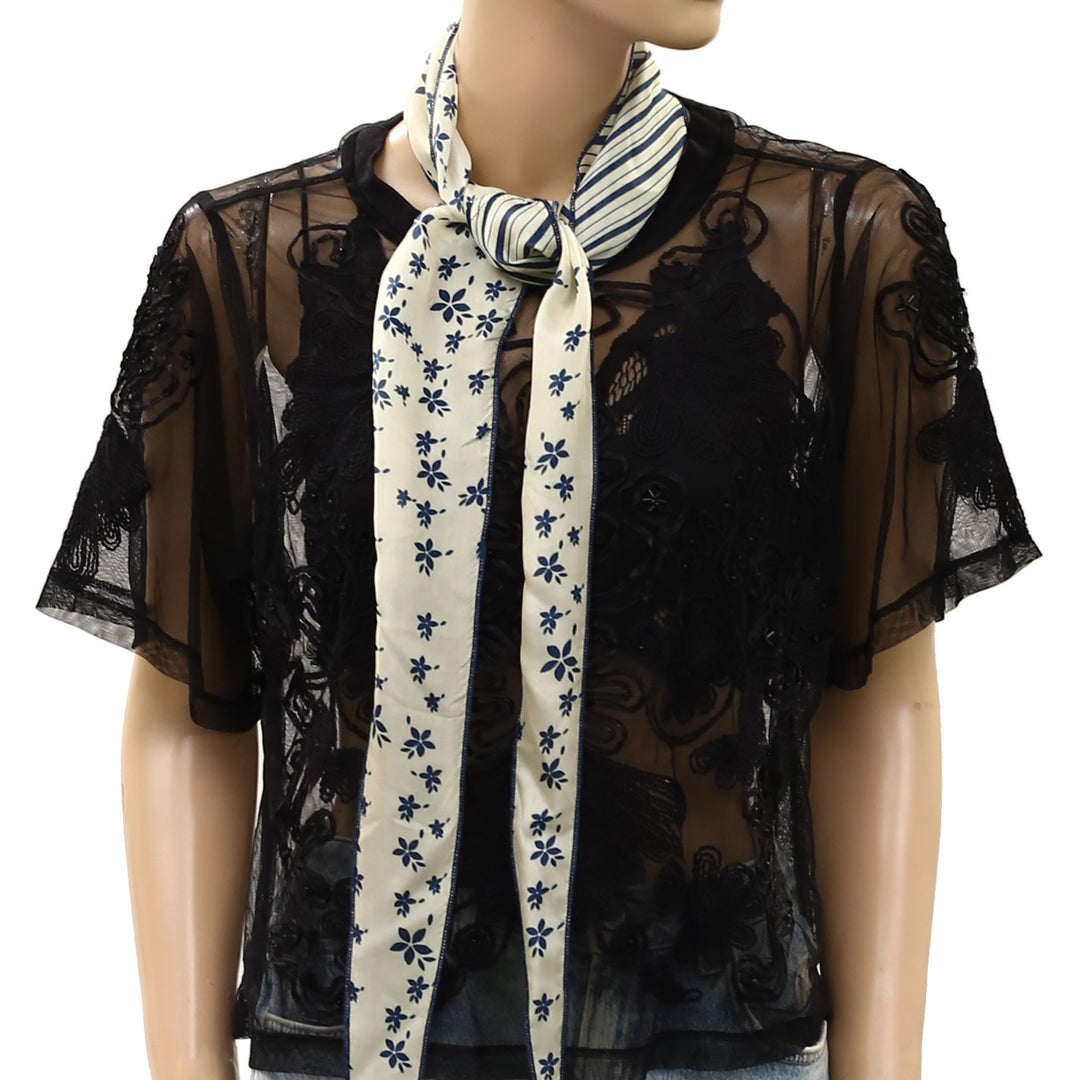 Free People Tilly Skinny Silk Convertible Scarf Neck Handbag Print