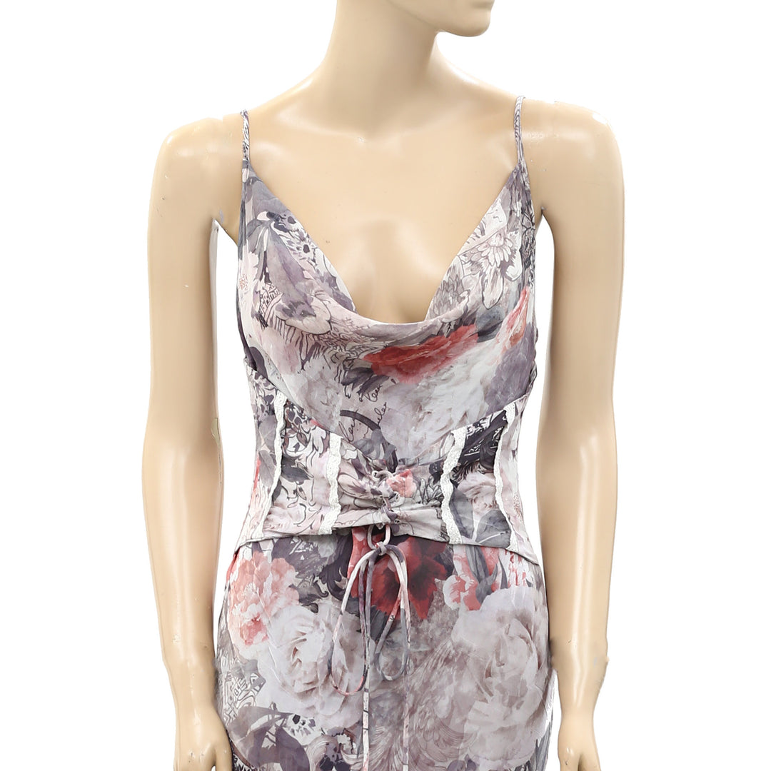 Urban Outfitters Light Before Dark Madelyn Chiffon Corset Midi Dress S