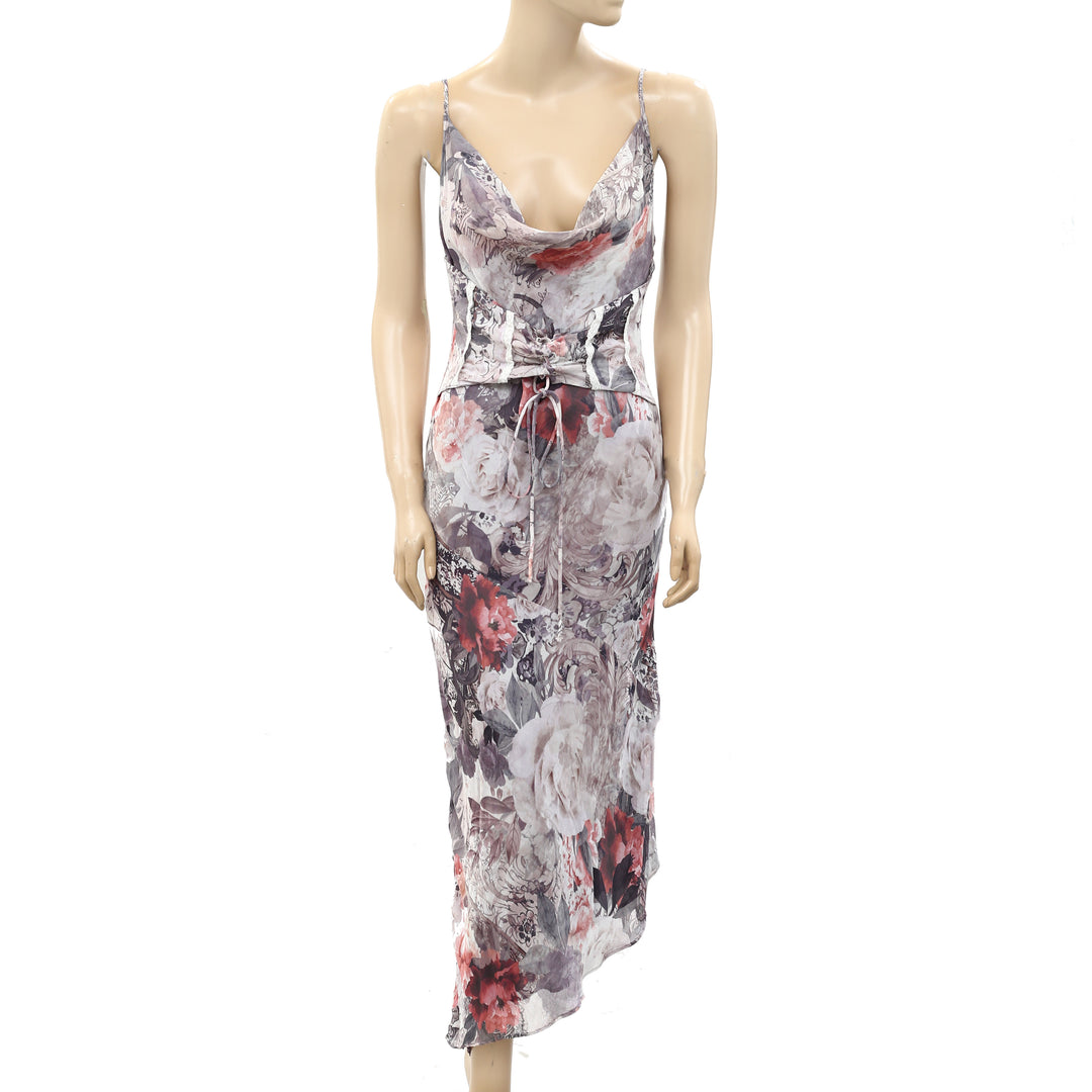 Urban Outfitters Light Before Dark Madelyn Chiffon Corset Midi Dress S