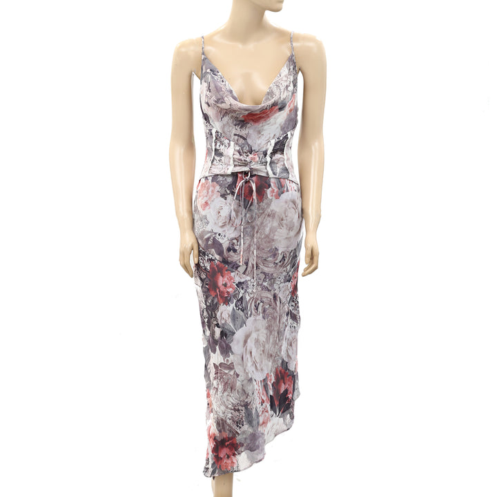 Urban Outfitters Light Before Dark Madelyn Chiffon Corset Midi Dress S