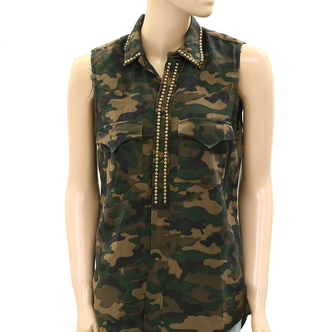 Laurence Dolige Paris Military Printed Tunic Top