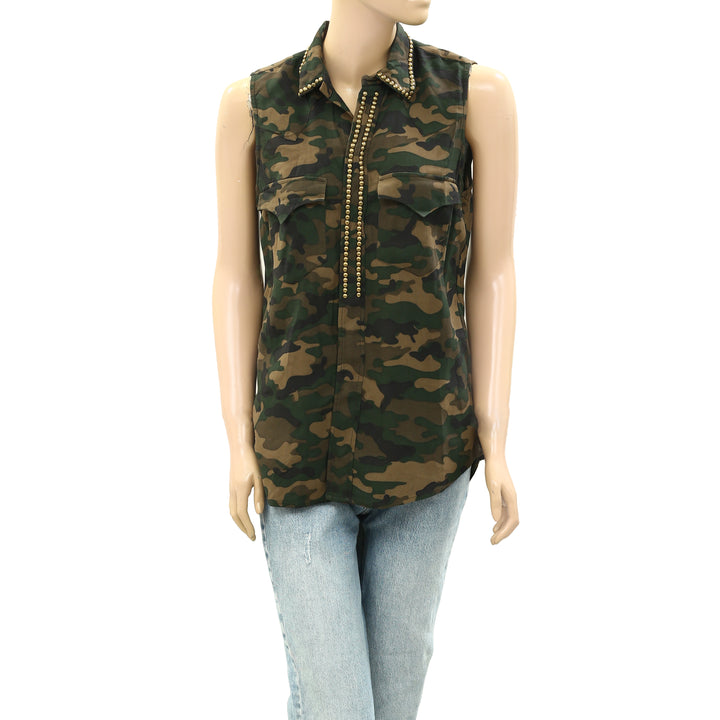 Laurence Dolige Paris Military Printed Tunic Top