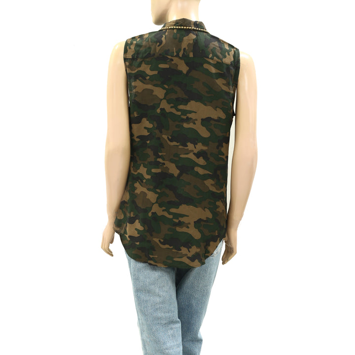 Laurence Dolige Paris Military Printed Tunic Top