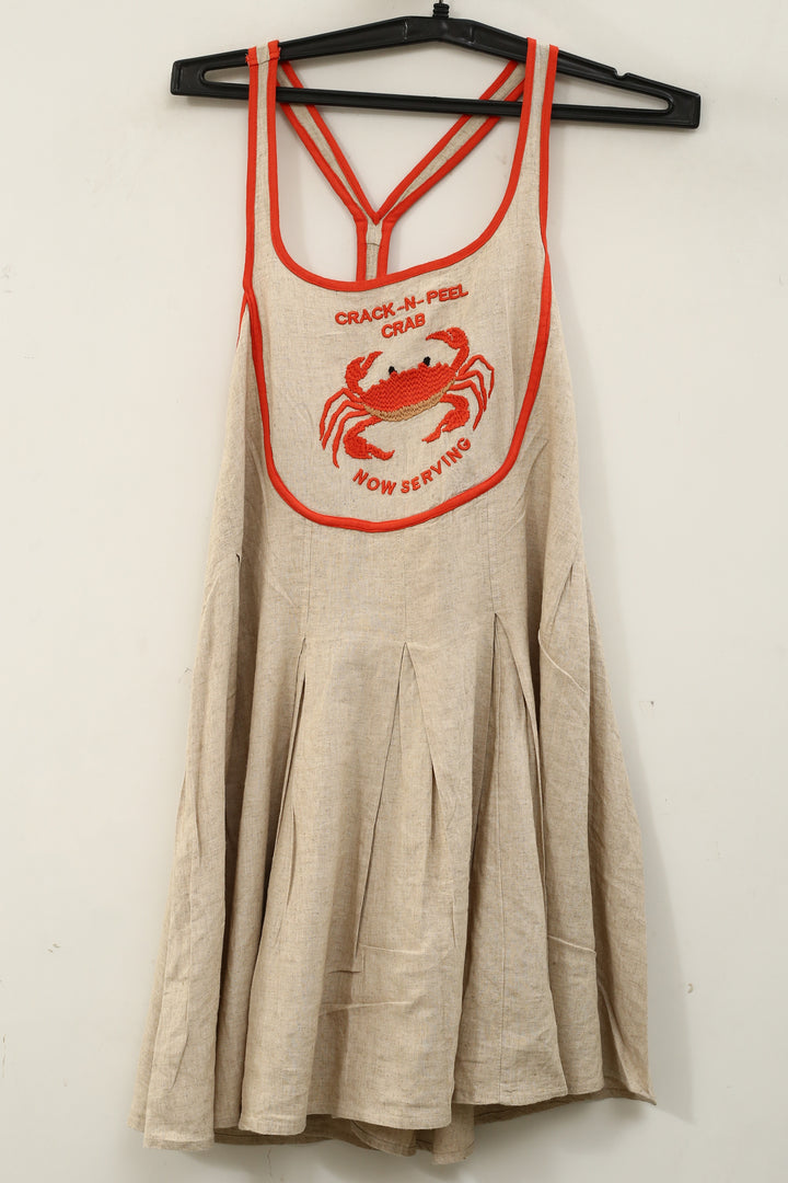 By Anthropologie Celandine Crab Shack Bib Linen Blend Mini Dress
