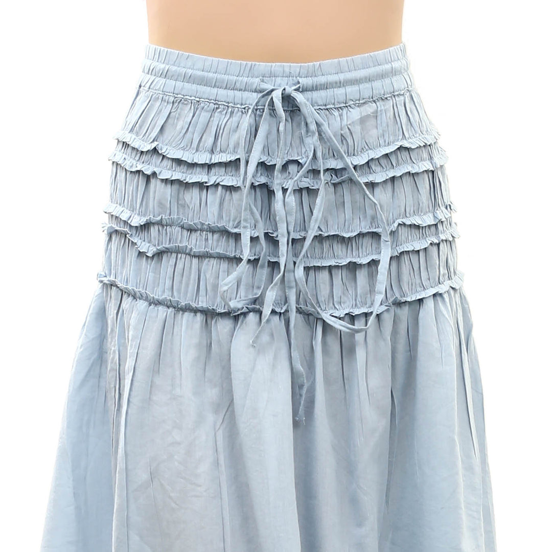 By Anthropologie Smocked Drawstring Midi Skirt