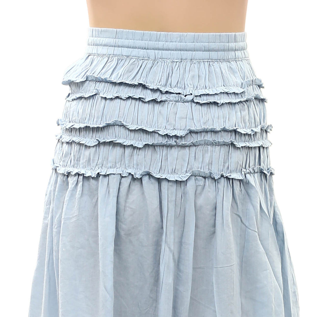 By Anthropologie Smocked Drawstring Midi Skirt