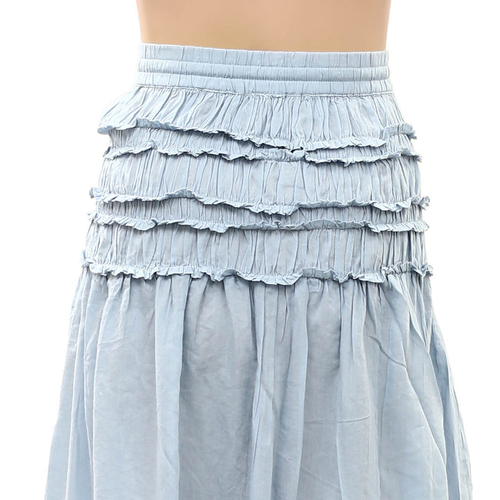 By Anthropologie Smocked Drawstring Midi Skirt