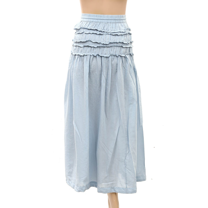 By Anthropologie Smocked Drawstring Midi Skirt