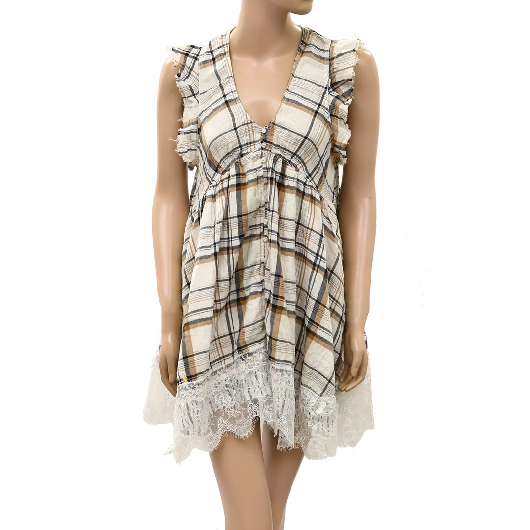 By Anthropologie Pilcro Flutter-Sleeve Buttondown Mini Dress
