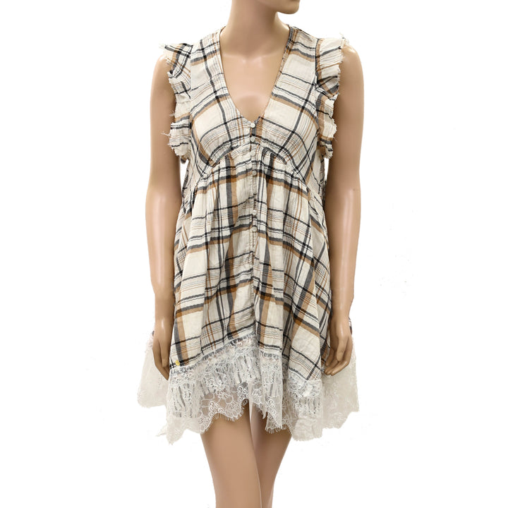 By Anthropologie Pilcro Flutter-Sleeve Buttondown Mini Dress