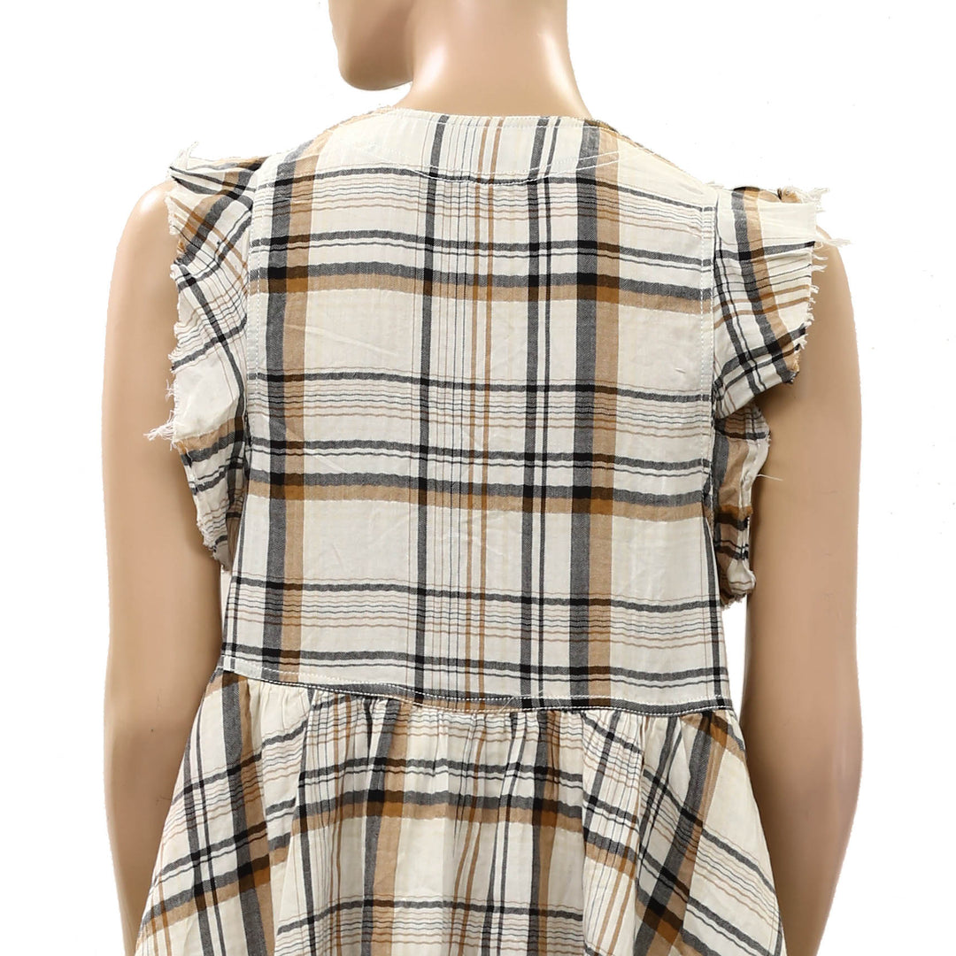By Anthropologie Pilcro Flutter-Sleeve Buttondown Mini Dress