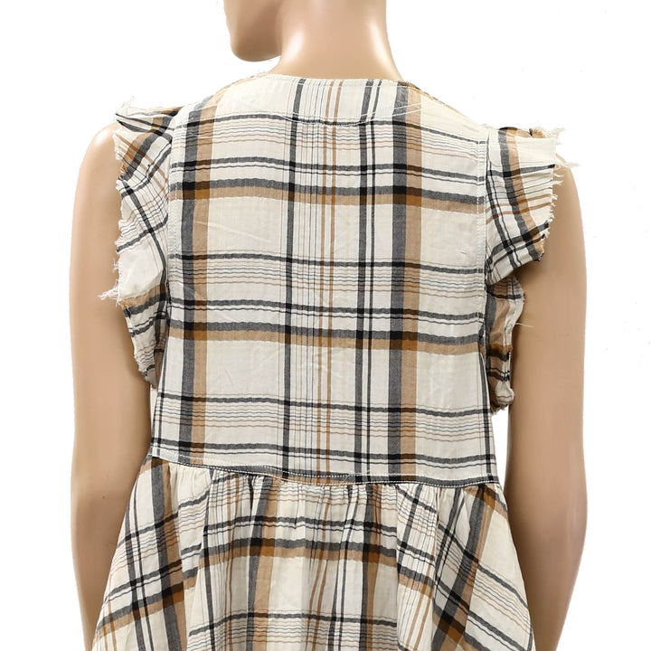 By Anthropologie Pilcro Flutter-Sleeve Buttondown Mini Dress