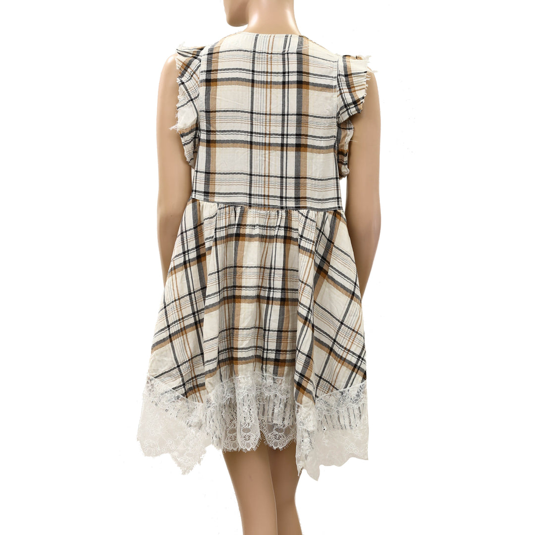 By Anthropologie Pilcro Flutter-Sleeve Buttondown Mini Dress