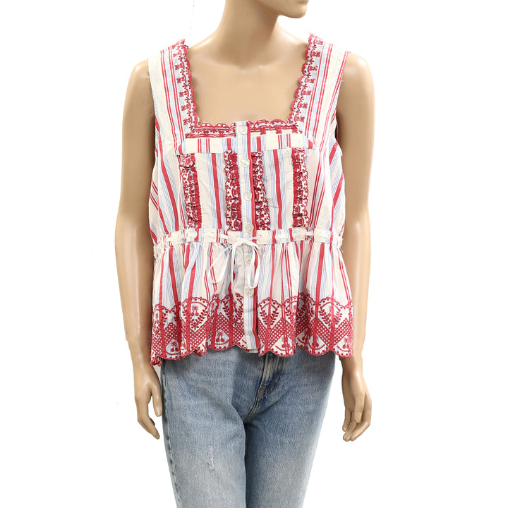 Damson Madder Amaya Sleeveless Embroidered Blouse Top