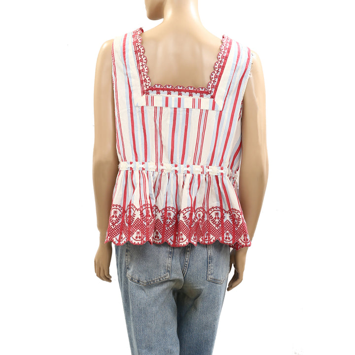 Damson Madder Amaya Sleeveless Embroidered Blouse Top