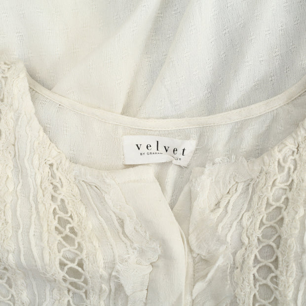 Velvet by Graham & Spencer Anthropologie Crochet Ruffle Blouse Top