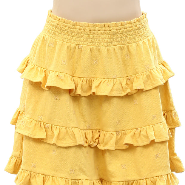 Superdry Floral Embroidered Smocked Mini Skirt