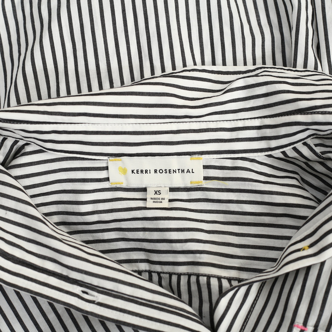 Kerri Rosenthal Striped Print Buttondown Shirt Top