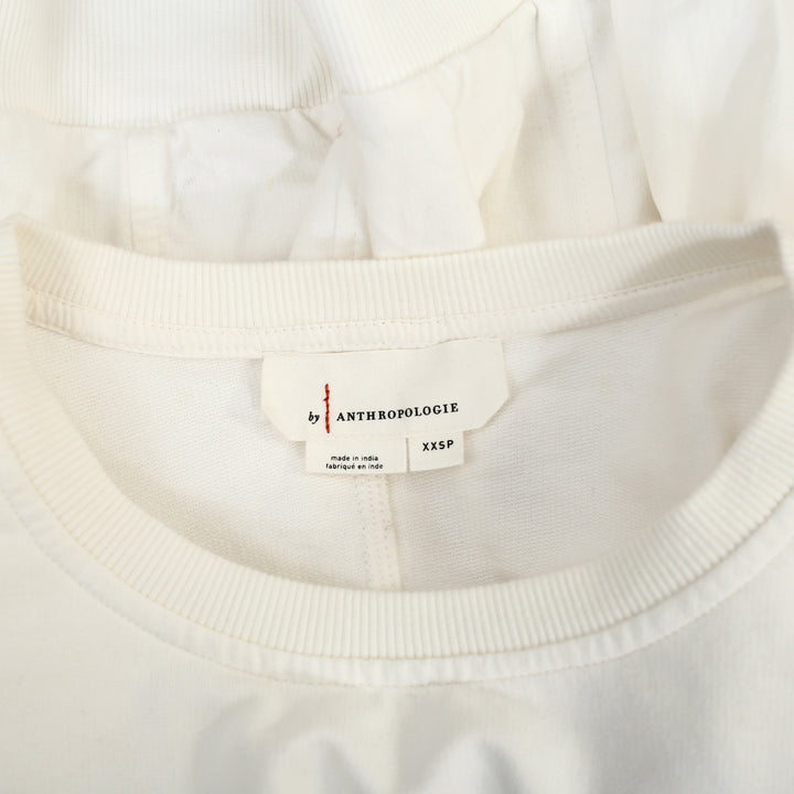 By Anthropologie Ruffle-Sleeve Lace Sweatshirt Top