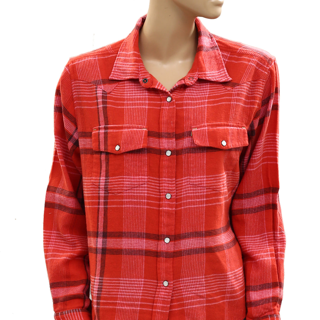 Kerri Rosenthal Pia Western Flannel Plaid Shirt Top