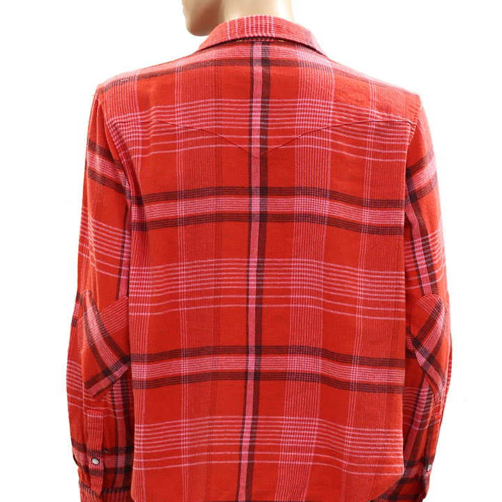 Kerri Rosenthal Pia Western Flannel Plaid Shirt Top