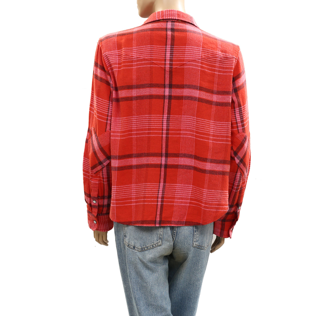 Kerri Rosenthal Pia Western Flannel Plaid Shirt Top