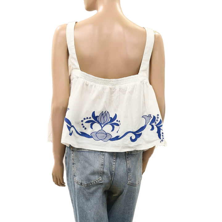 By Anthropologie Cotton Eyelet Embroidered Cutwork Tank Top