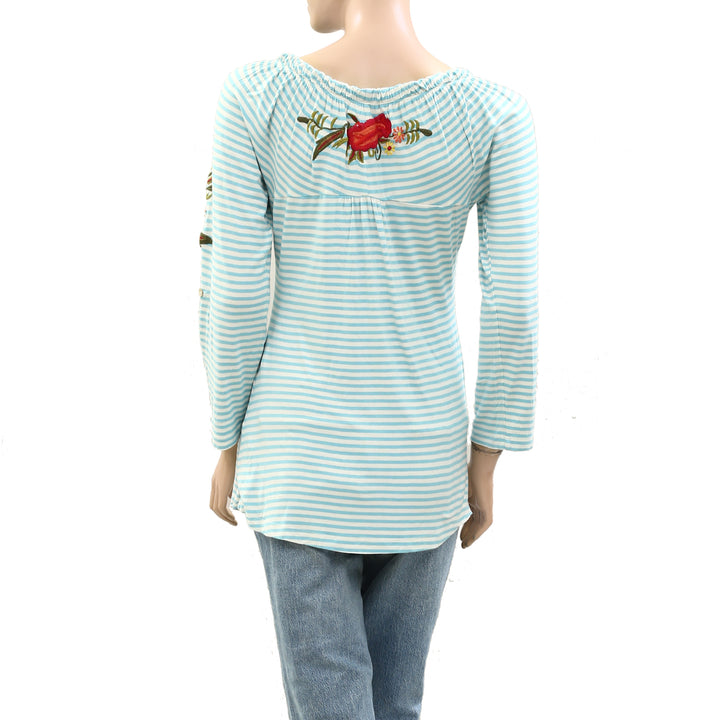 Caite Anthropologie Floral Embroidered Tunic Top