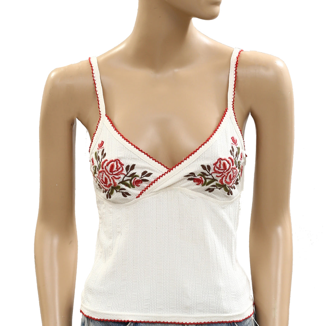 Free People Floral Embroidered Tank Cami Blouse Top
