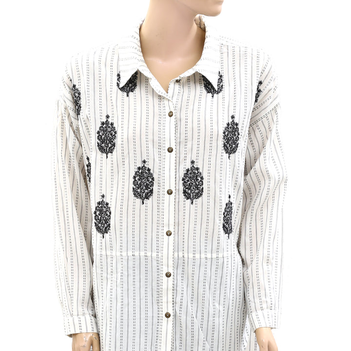 Anthropologie Aubrey Striped Buttondown Tunic Shirt Top