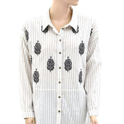 Anthropologie Aubrey Striped Buttondown Tunic Shirt Top