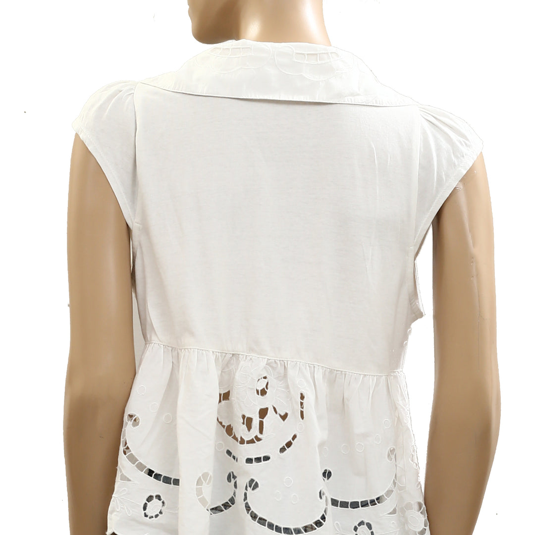 By Anthropologie Cutwork Babydoll Blouse Tank Top