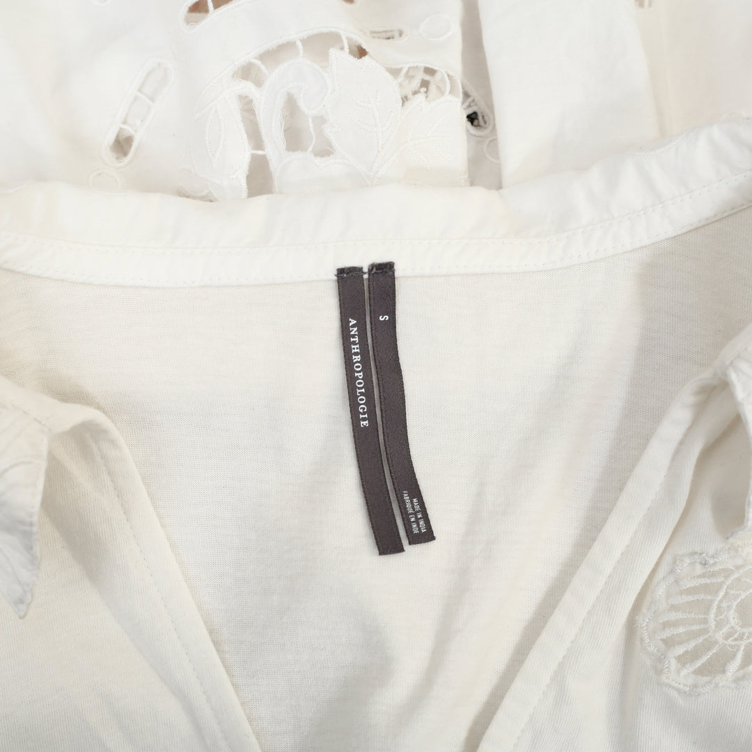 By Anthropologie Cutwork Babydoll Blouse Tank Top