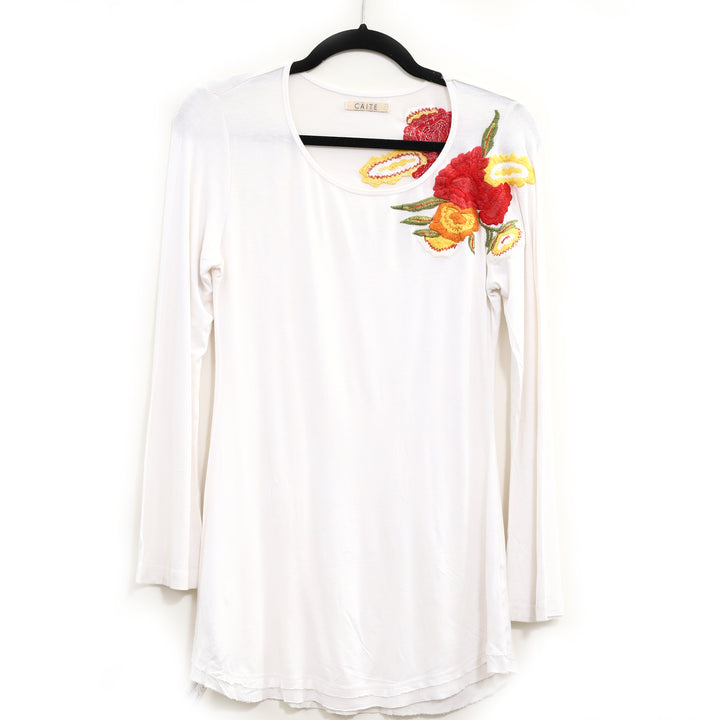 Caite Anthropologie Floral Embroidered Tunic Top