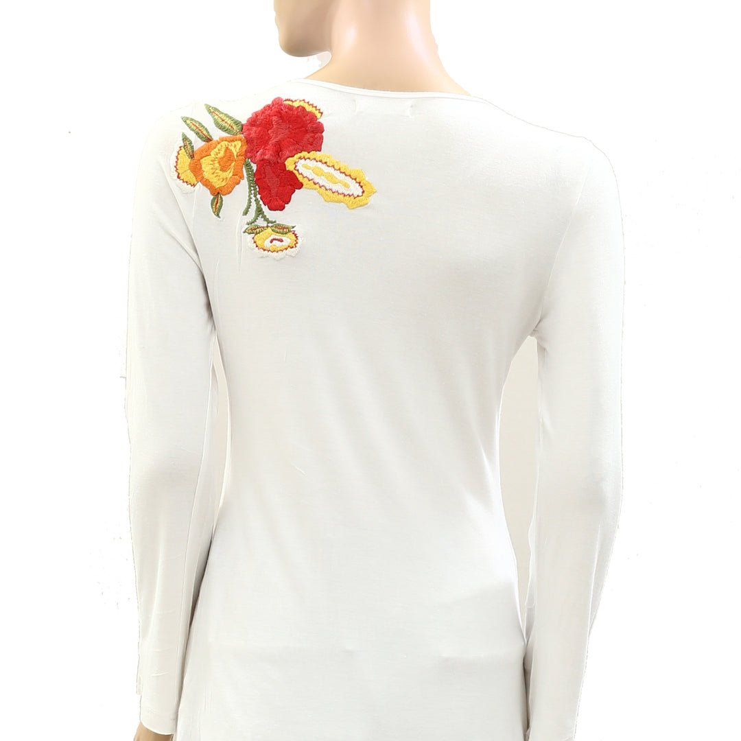 Caite Anthropologie Floral Embroidered Tunic Top