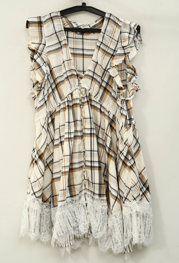 By Anthropologie Pilcro Flutter-Sleeve Buttondown Mini Dress