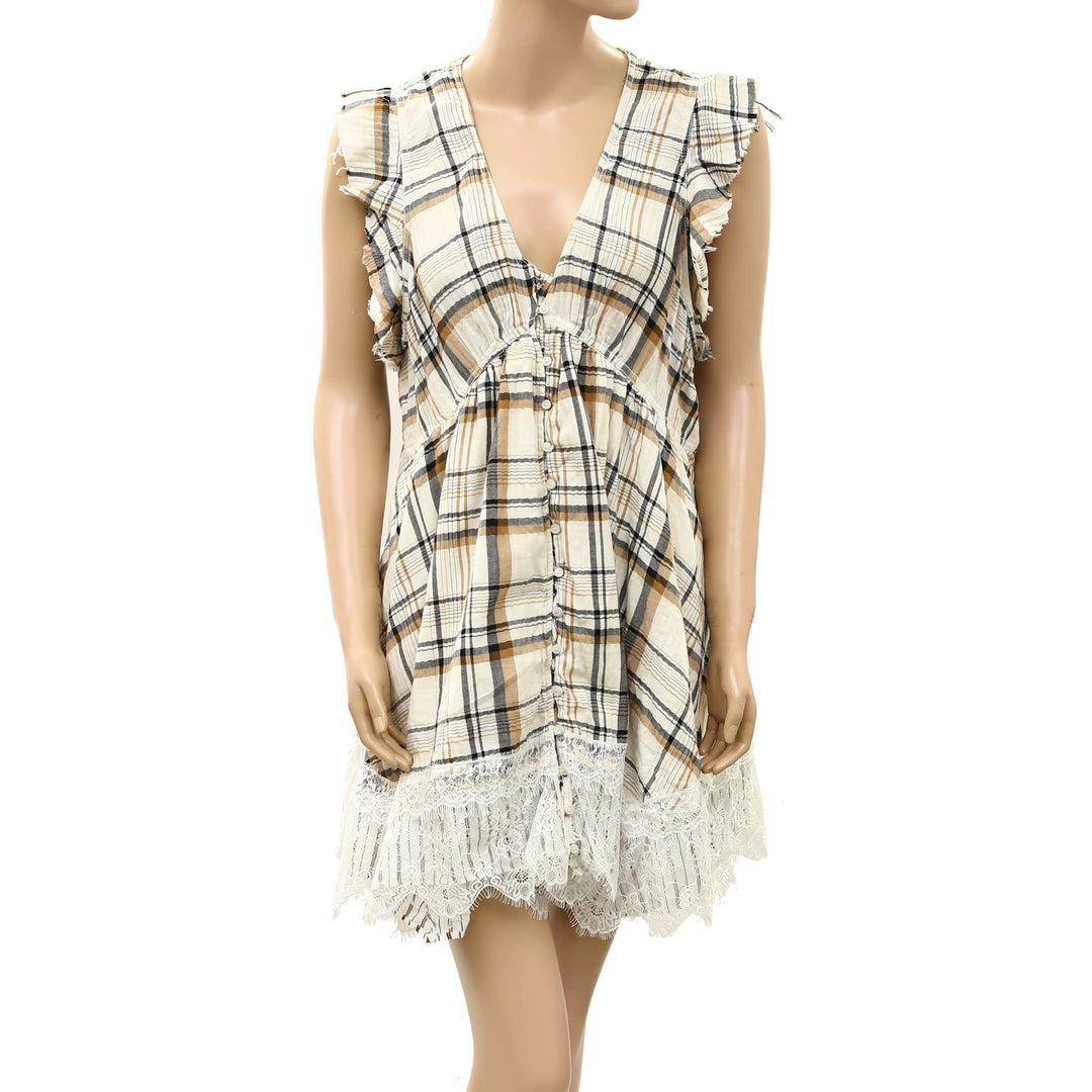 By Anthropologie Pilcro Flutter-Sleeve Buttondown Mini Dress