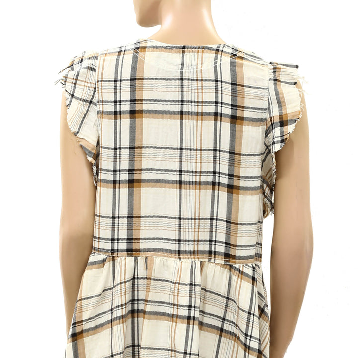 By Anthropologie Pilcro Flutter-Sleeve Buttondown Mini Dress