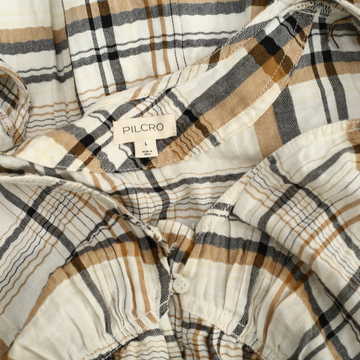 By Anthropologie Pilcro Flutter-Sleeve Buttondown Mini Dress