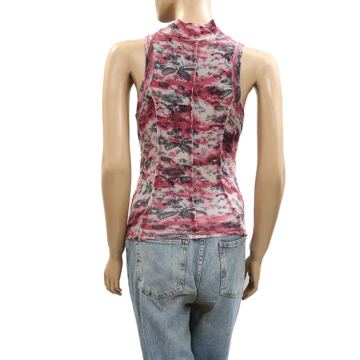 Anthropologie Pilcro Printed Turtleneck Tank Top