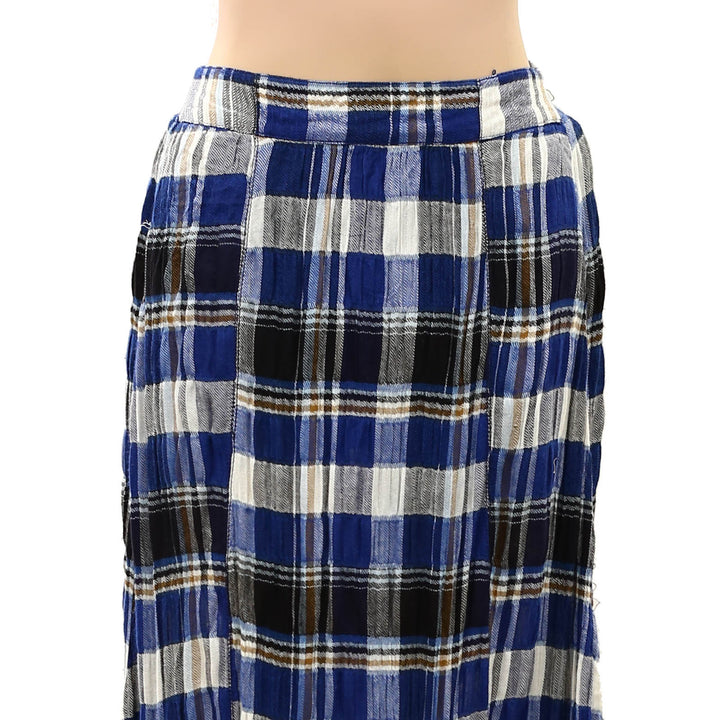 Free People Bordeaux Plaid Print Maxi Skirt